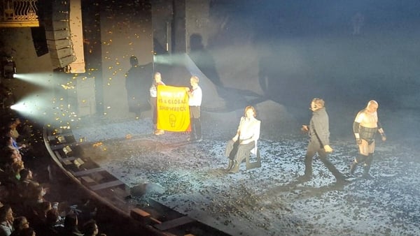 Climate activists fire confetti cannon at Sigourney Weaver London play